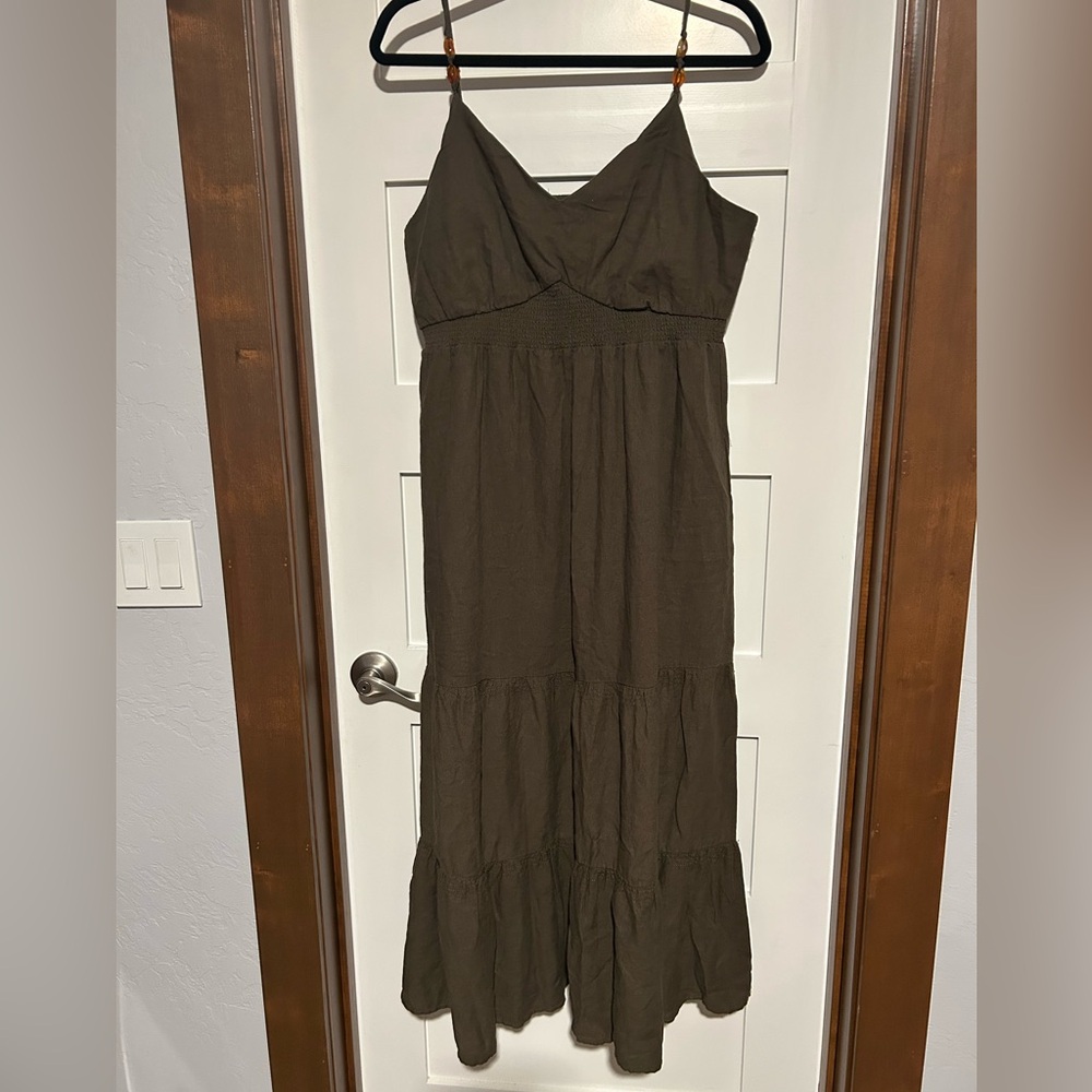 Nicole Miller boho prairie ruffle hem midi slip dress Size Large